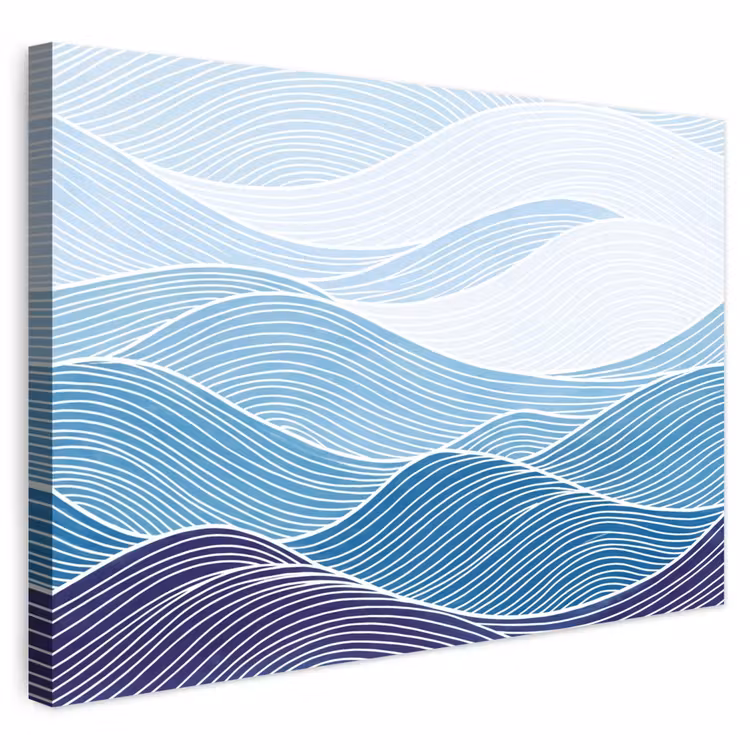 Buiten canvas - Abstract - Golven - Patroon - Blauw - Modern — 1