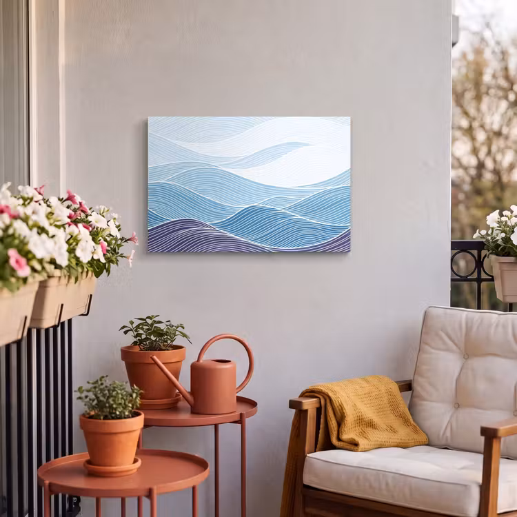 Buiten canvas - Abstract - Golven - Patroon - Blauw - Modern — 4