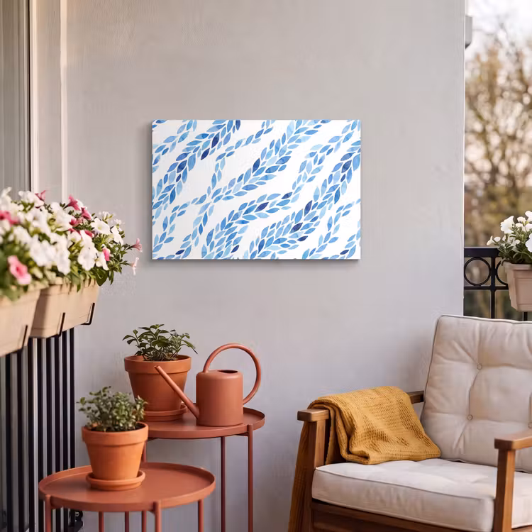 Buiten canvas - Bladeren - Aquarel - Patroon - Modern - Blauw — 4