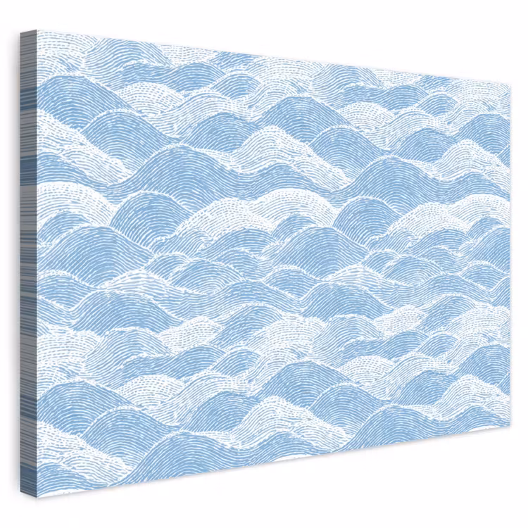 Buiten canvas - Blauw - Wit - Golven - Getekend — 1