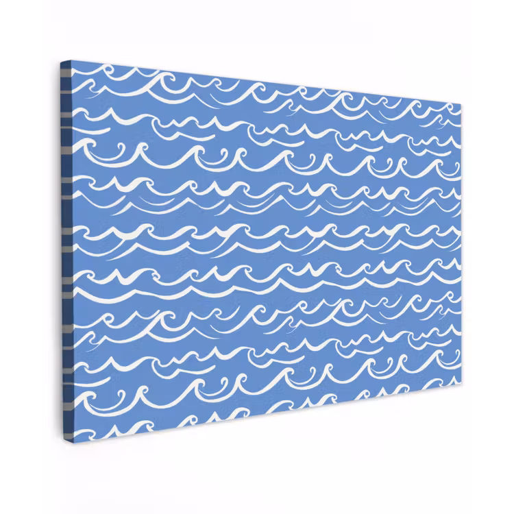 Buiten canvas - Blauw - Wit - Simpel - Getekend - Golven — 1