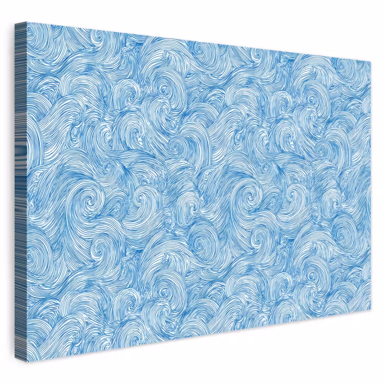 Buiten canvas - Blauw - Wit - Spiraal - Golven - Lijnen — 1