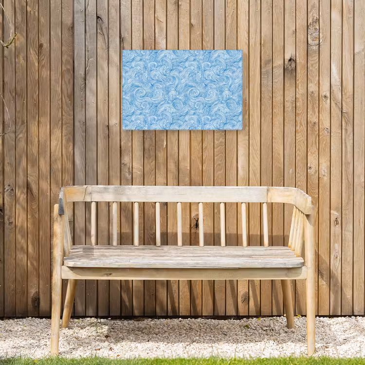 Buiten canvas - Blauw - Wit - Spiraal - Golven - Lijnen — 3