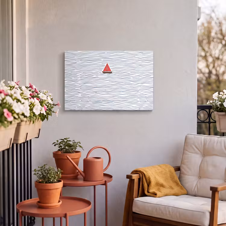Buiten canvas - Boot - Water - Rood - Illustratie - Minimalistisch — 4
