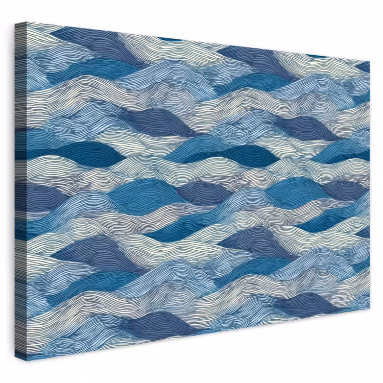 Buiten canvas - Getekend - Blauw - Wit - Golvend - Streepjes — 1