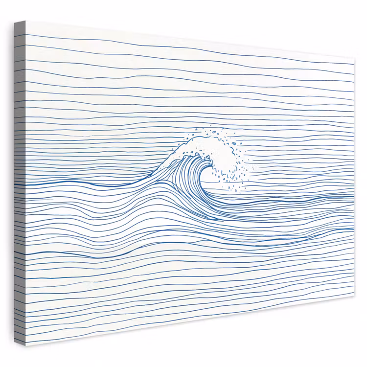 Buiten canvas - Golf - Brekende - Natuur - Minimalistisch - Blauw — 1