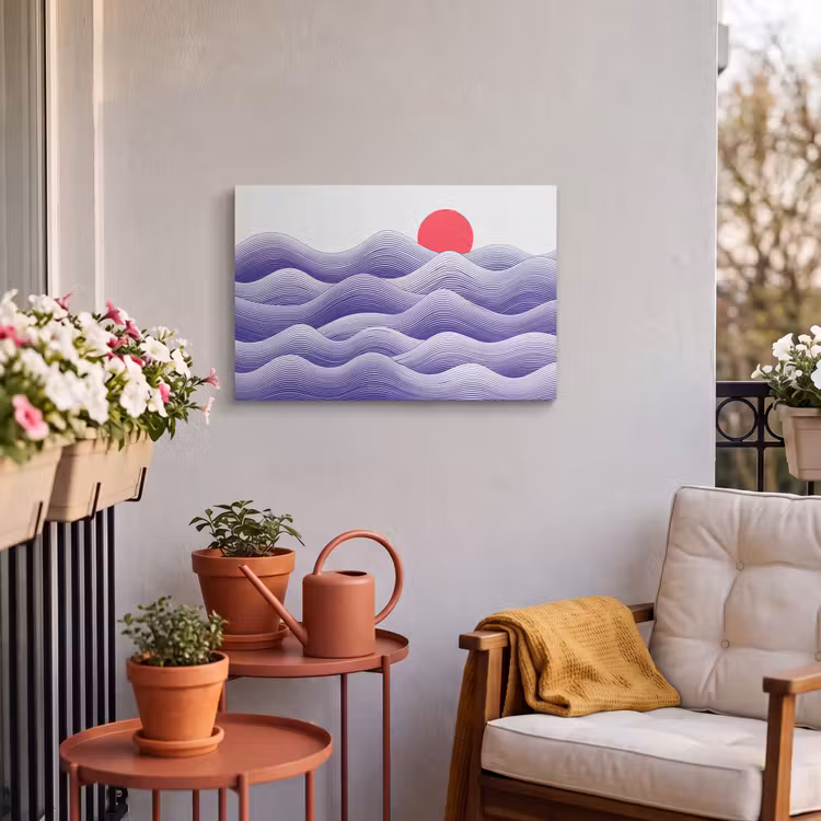 Buiten canvas - Golven - Zon - Natuur - Abstract - Rood — 4