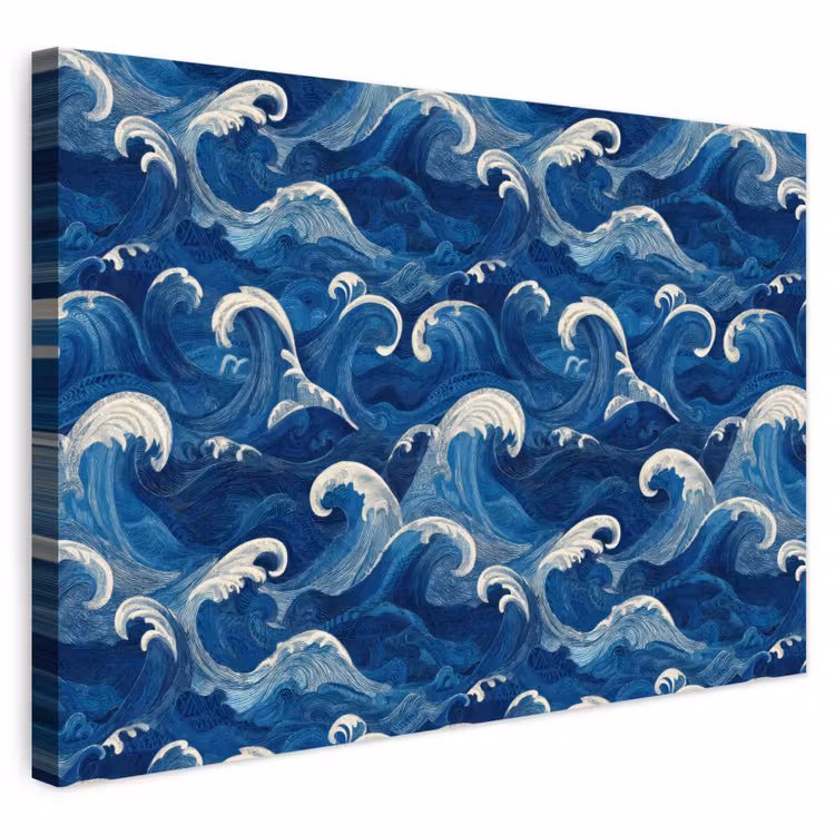 Buiten canvas - Japans - Oceaan - Golven - Blauw — 1