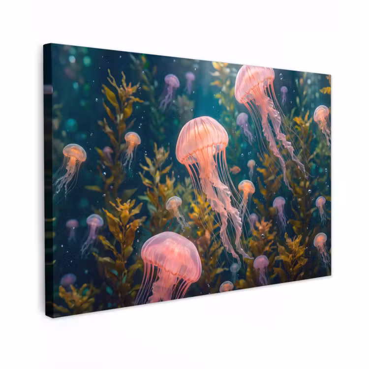 Buiten canvas - Kwal - Roze - Onderwater - Zeeleven - Dieren — 1