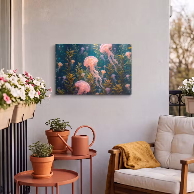 Buiten canvas - Kwal - Roze - Onderwater - Zeeleven - Dieren — 3