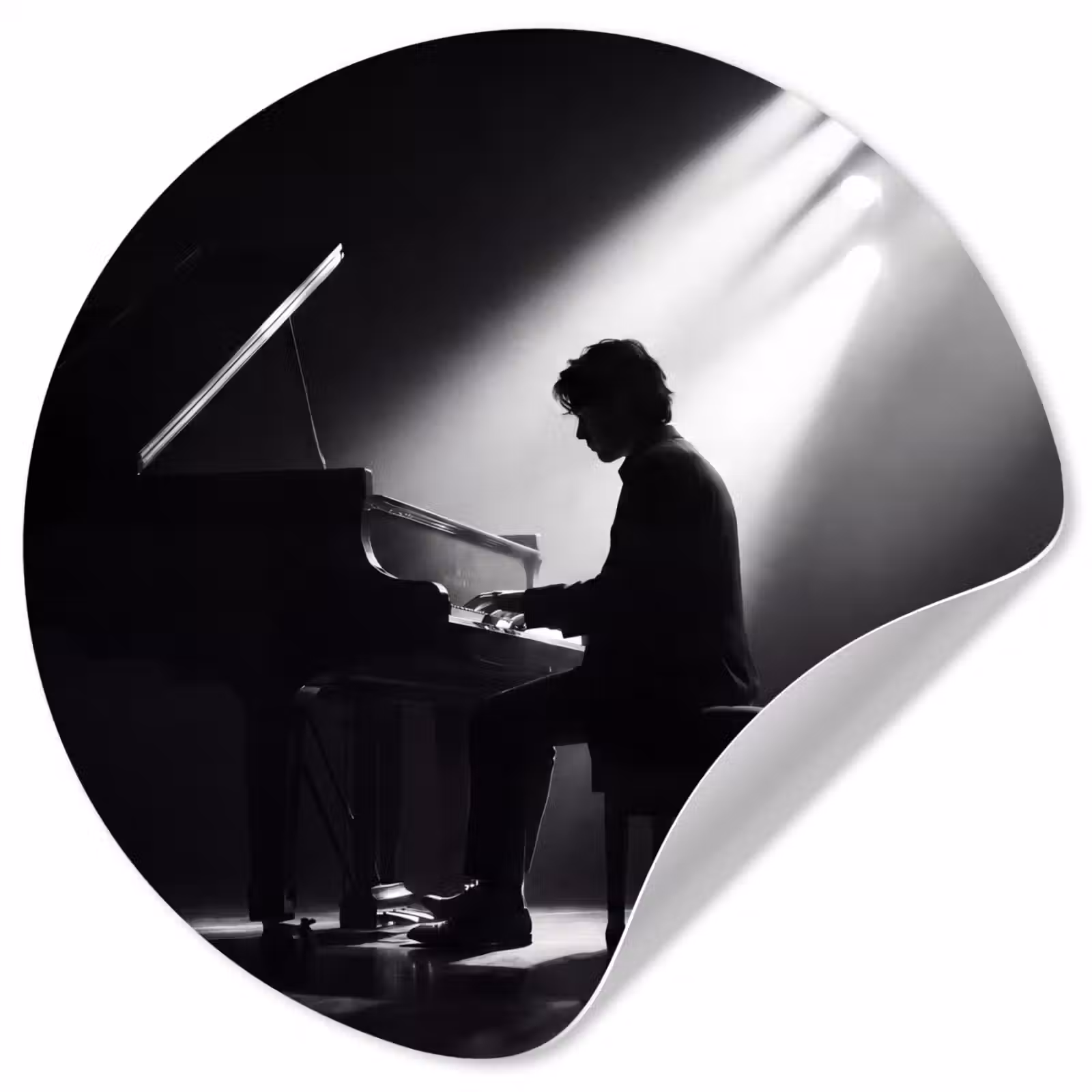Behangcirkel - Persoon - Piano - Muziek - Zwart-wit - Podium — 1