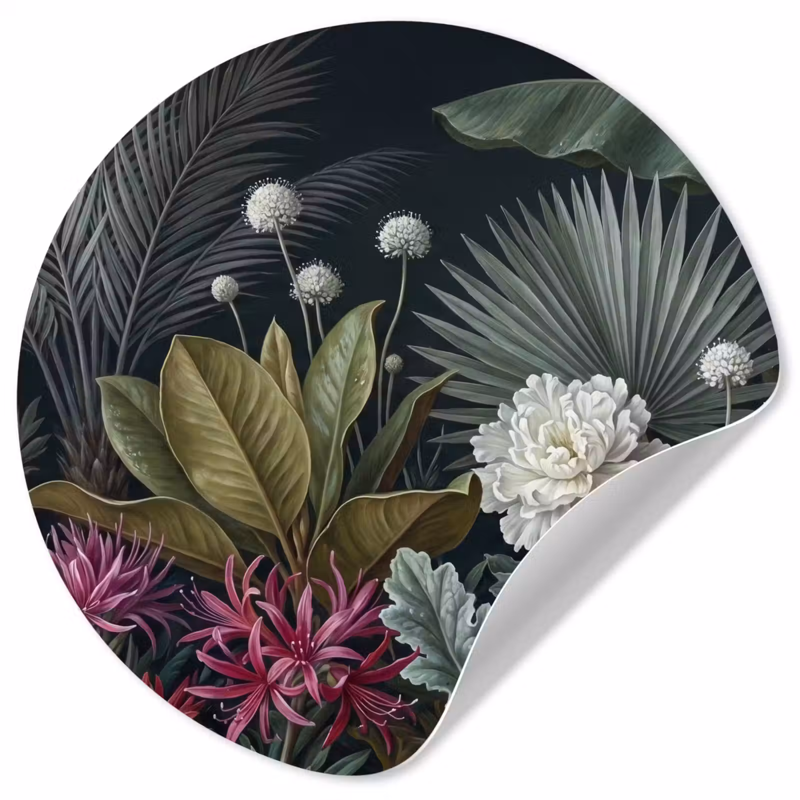 Behangcirkel - Planten - Tropisch - Botanisch - Donker - Groen — 1