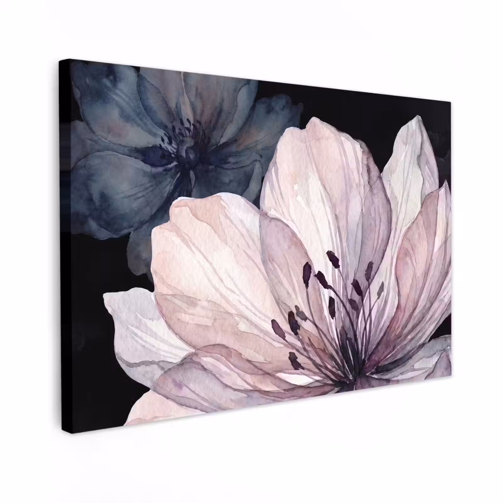 Buiten canvas - Bloemen - Aquarel - Modern - Roze - Donker — 1