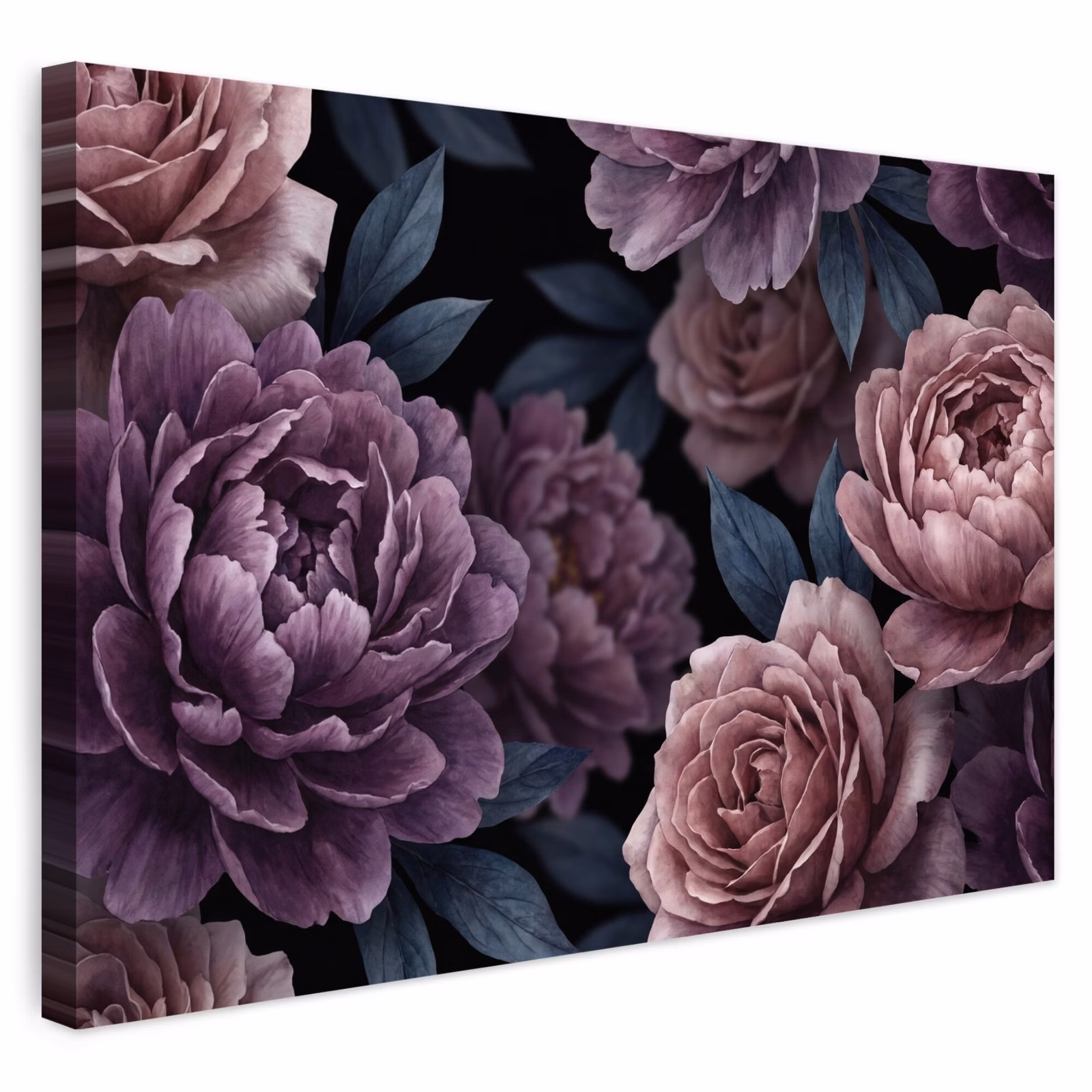 Buiten canvas - Bloemen - Patroon - Donker - Botanisch - Paars — 1