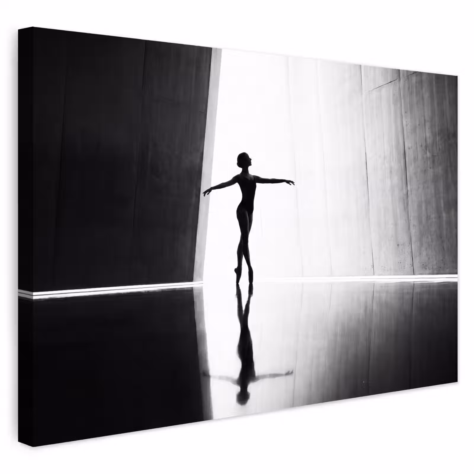 Buiten canvas - Danser - Silhouette - Kunst - Modern - Zwart-wit — 1