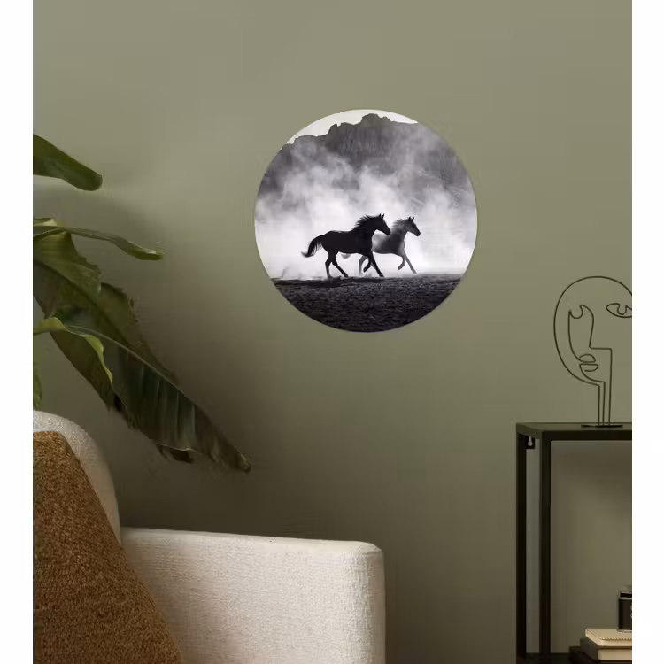 Behangcirkel - Paard - Ren - Stof - Zwart-wit - Dieren — 3
