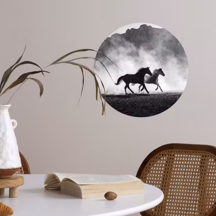 Behangcirkel - Paard - Ren - Stof - Zwart-wit - Dieren — 4