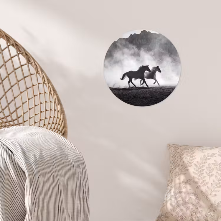 Behangcirkel - Paard - Ren - Stof - Zwart-wit - Dieren — 5