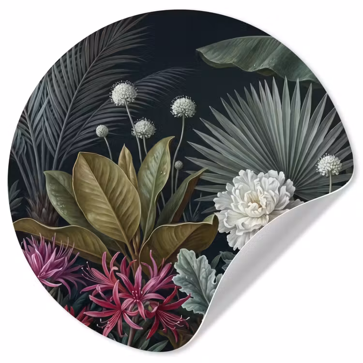 Behangcirkel - Planten - Tropisch - Botanisch - Donker - Groen — 1
