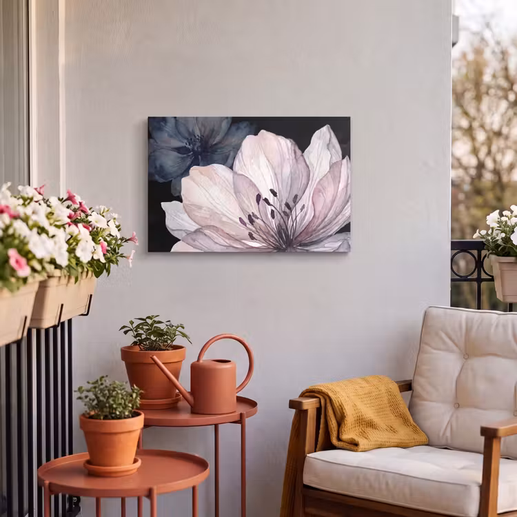 Buiten canvas - Bloemen - Aquarel - Modern - Roze - Donker — 4