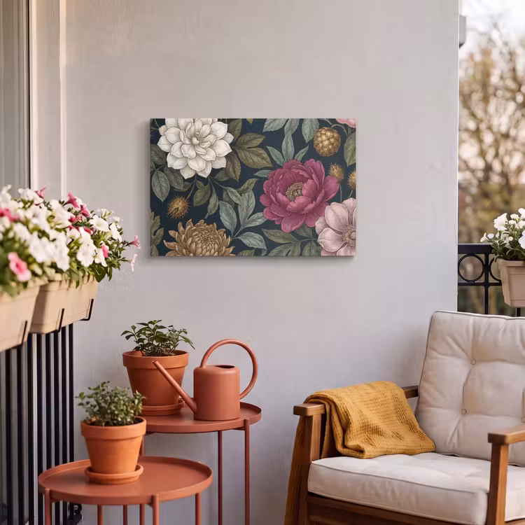 Buiten canvas - Bloemen - Botanisch - Illustratie - Donker - Vintage — 3