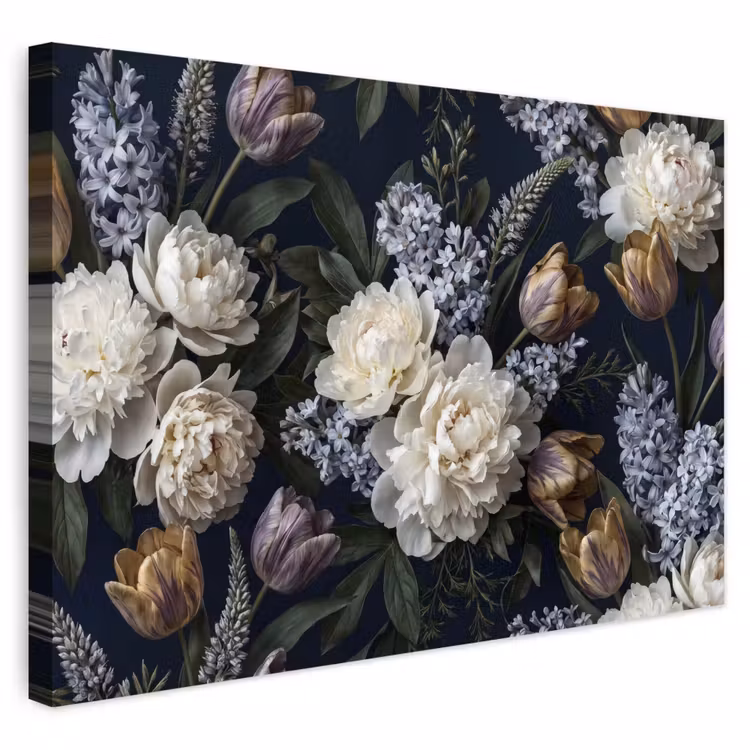 Buiten canvas - Bloemen - Donker - Elegant - Natuur - Wit — 1