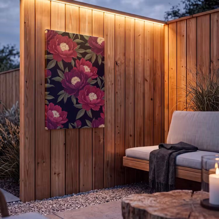 Buiten canvas - Bloemen - Patroon - Botanisch - Rood - Zwart — 4