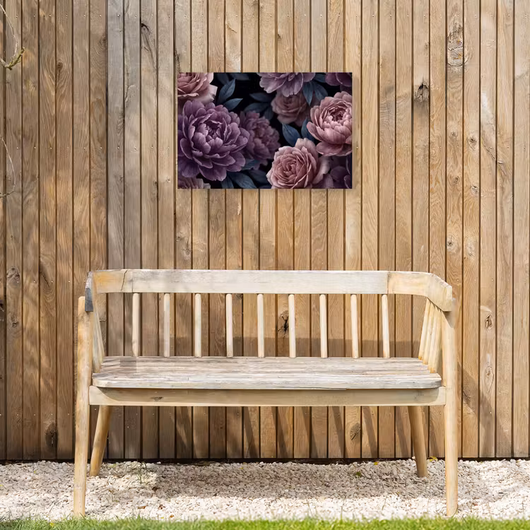 Buiten canvas - Bloemen - Patroon - Donker - Botanisch - Paars — 3