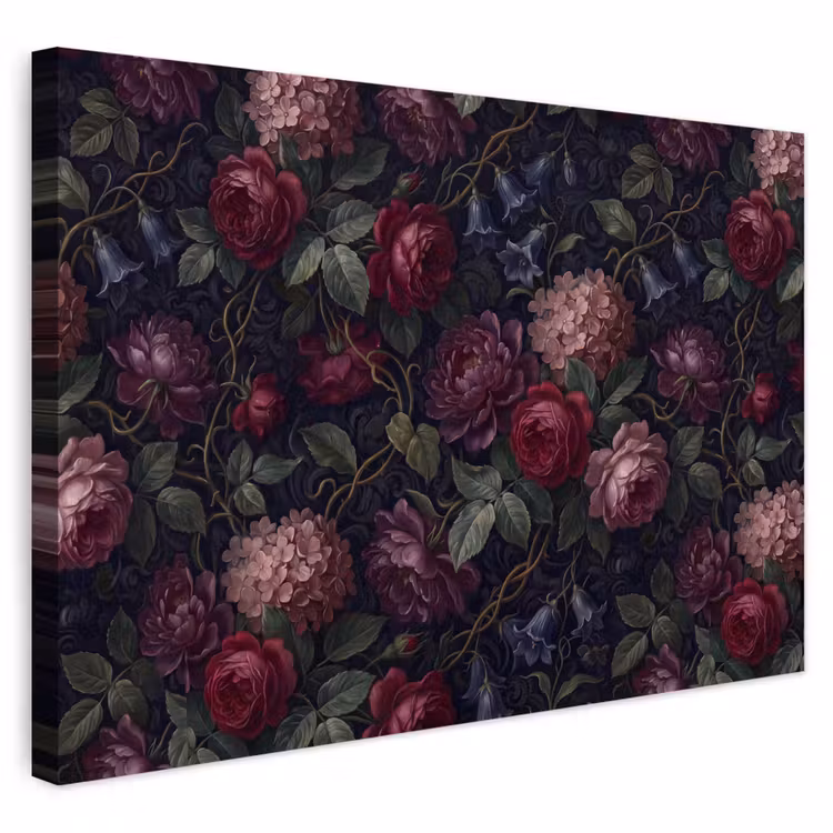 Buiten canvas - Bloemen - Rood - Klassiek - Donker - Patroon — 1