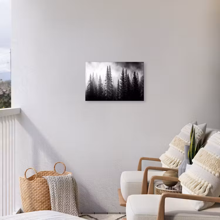 Buiten canvas - Bos - Mist - Winter - Monochroom - Natuur — 4