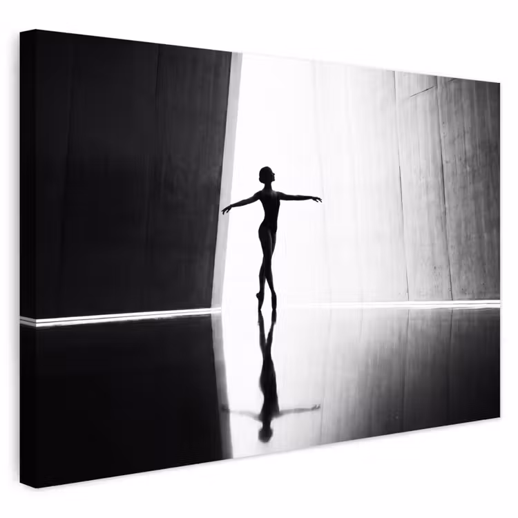 Buiten canvas - Danser - Silhouette - Kunst - Modern - Zwart-wit — 1