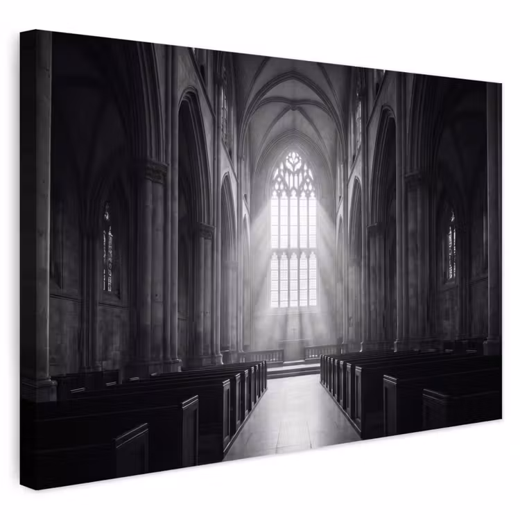 Buiten canvas - Kerk - Interieur - Lichtstralen - Architectuur - Klassiek — 1