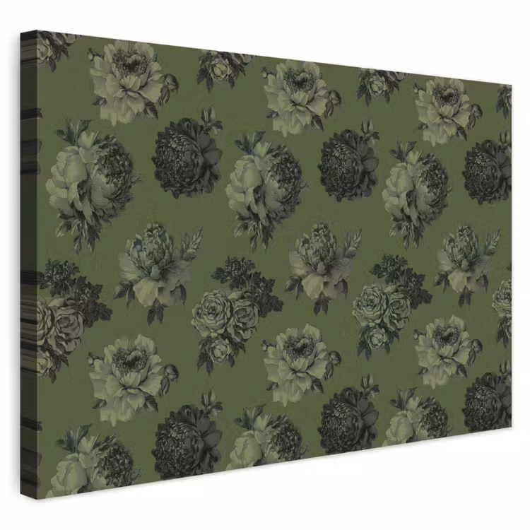 Buiten canvas - Klassiek - botanisch - Olijfgroen - Bloemen — 1