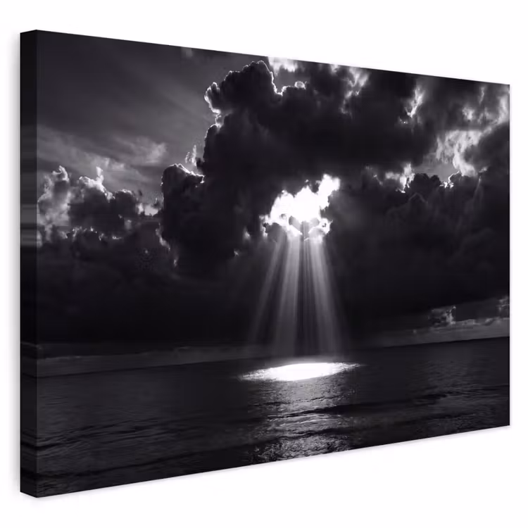 Buiten canvas - Licht - Wolken - Zee - Zwart-wit - Natuur — 1