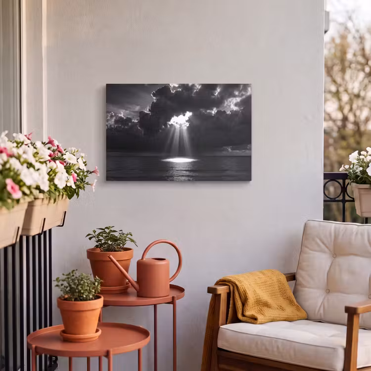 Buiten canvas - Licht - Wolken - Zee - Zwart-wit - Natuur — 3