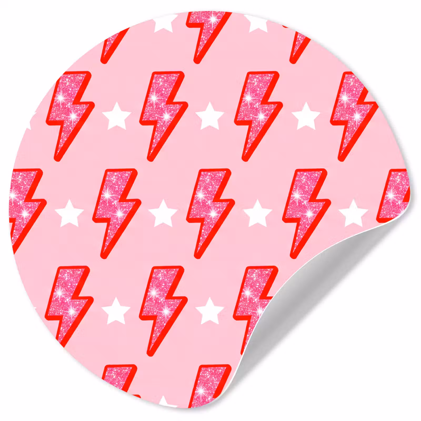 Behangcirkel - Patroon - Bliksem - Ster - Glitter - Roze — 1