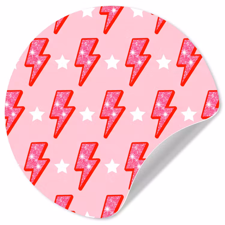 Behangcirkel - Patroon - Bliksem - Ster - Glitter - Roze — 1