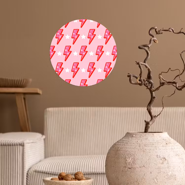 Behangcirkel - Patroon - Bliksem - Ster - Glitter - Roze — 2