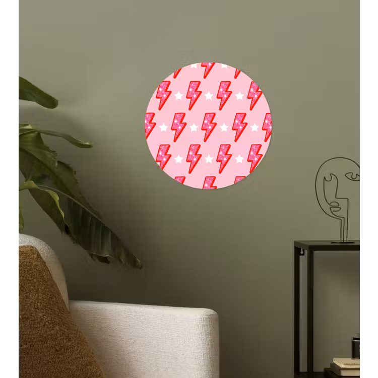 Behangcirkel - Patroon - Bliksem - Ster - Glitter - Roze — 3