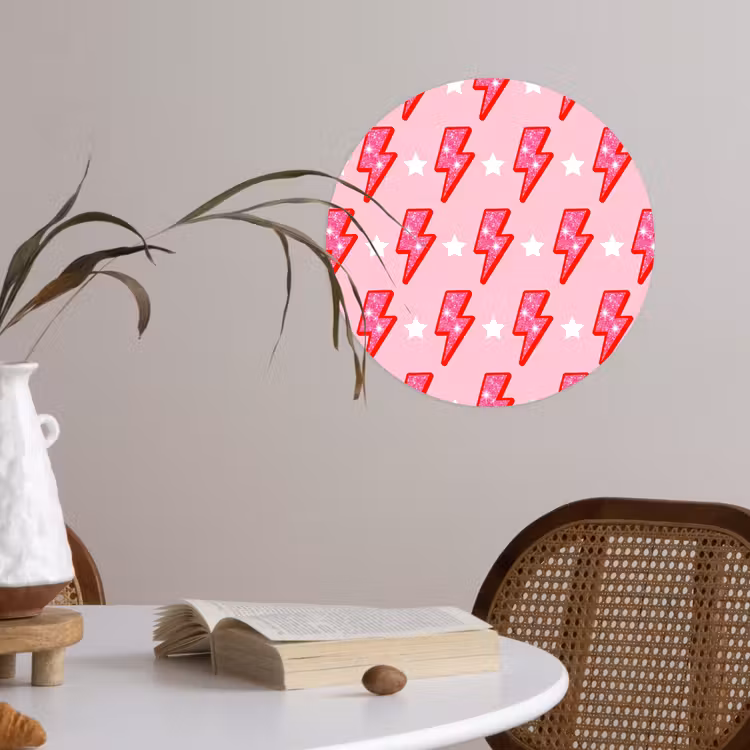 Behangcirkel - Patroon - Bliksem - Ster - Glitter - Roze — 4