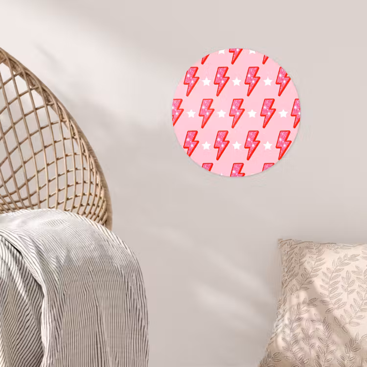 Behangcirkel - Patroon - Bliksem - Ster - Glitter - Roze — 5