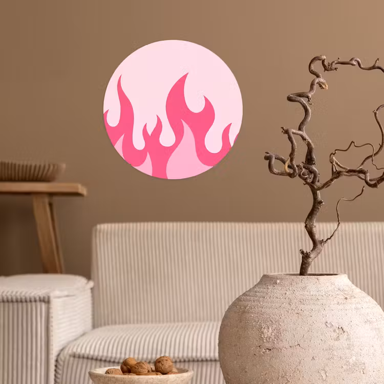 Behangcirkel - Vlammen - Patroon - Abstract - Modern - Roze — 2
