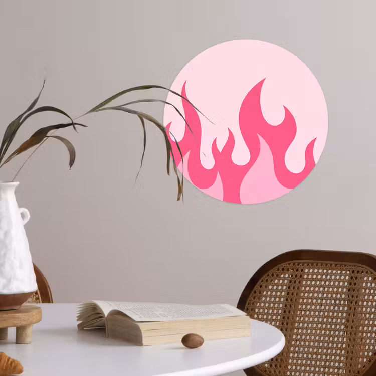 Behangcirkel - Vlammen - Patroon - Abstract - Modern - Roze — 4
