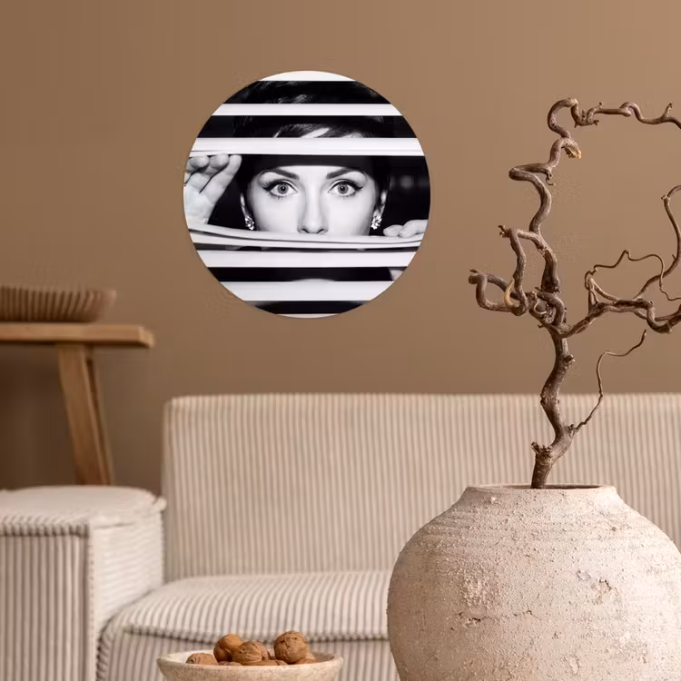 Behangcirkel - Vrouw - Jaloezieën - Portret - Zwart-wit — 2