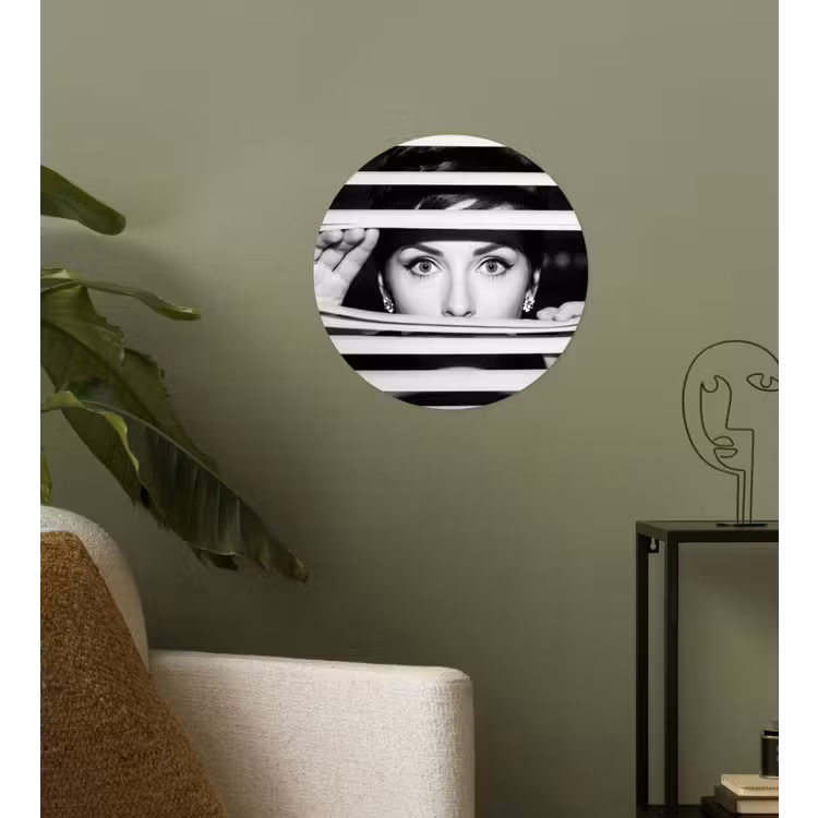 Behangcirkel - Vrouw - Jaloezieën - Portret - Zwart-wit — 3