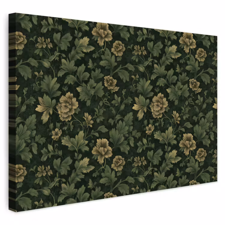 Buiten canvas - Donker - Groen - Goud - Botanisch — 1