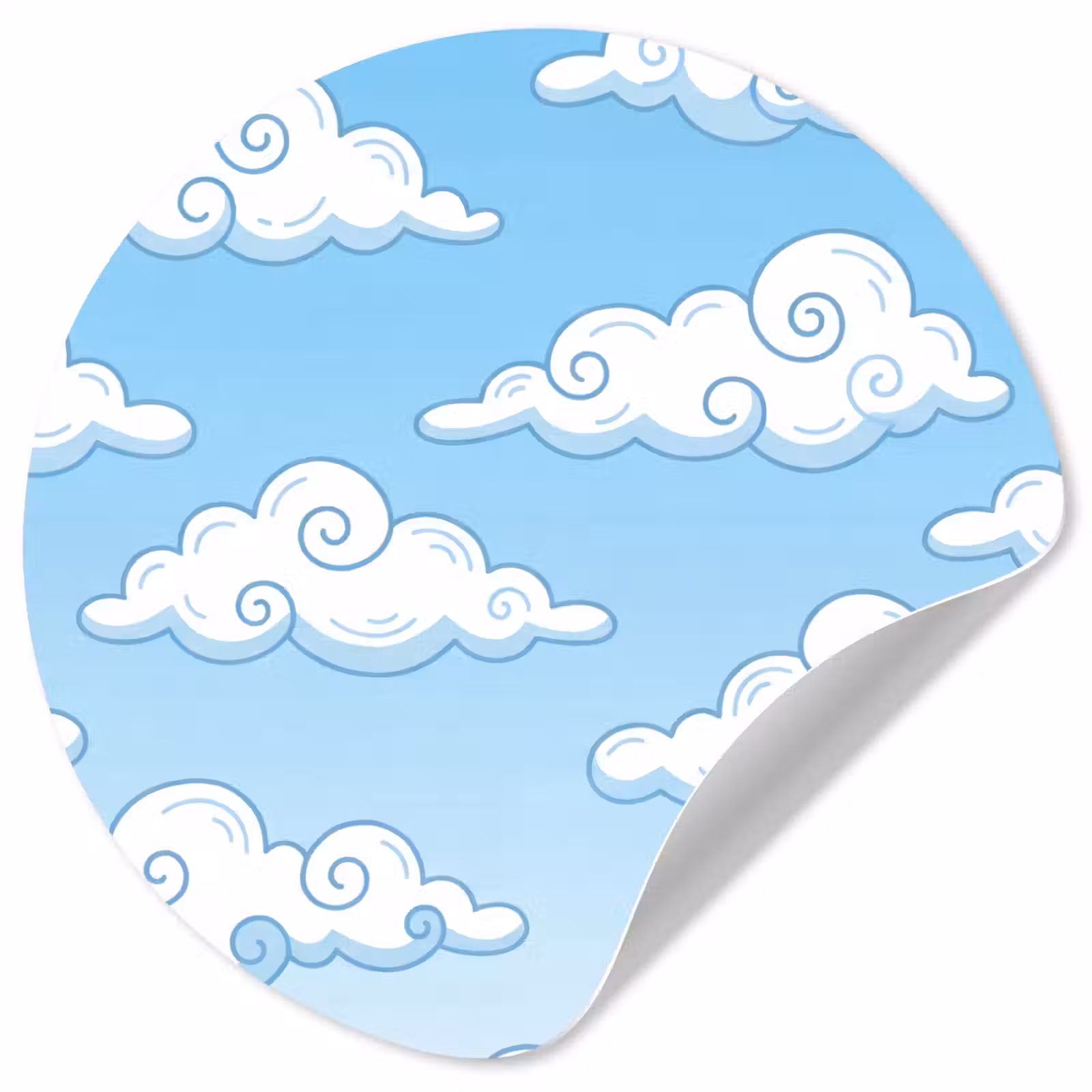 Behangcirkel - Wolk - Lucht - Cartoon - Blauw - Wit — 1