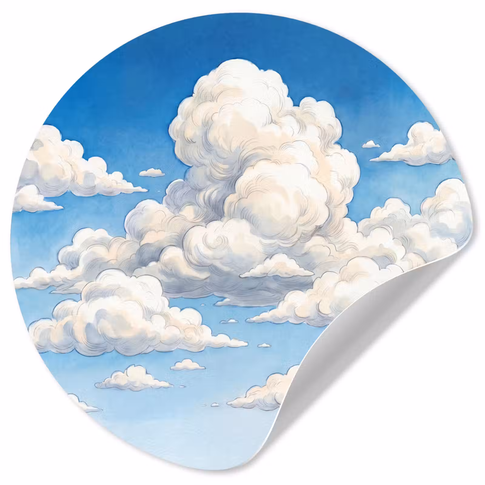 Behangcirkel - Wolken - Blauwe lucht - Natuur - Modern - Wit — 1