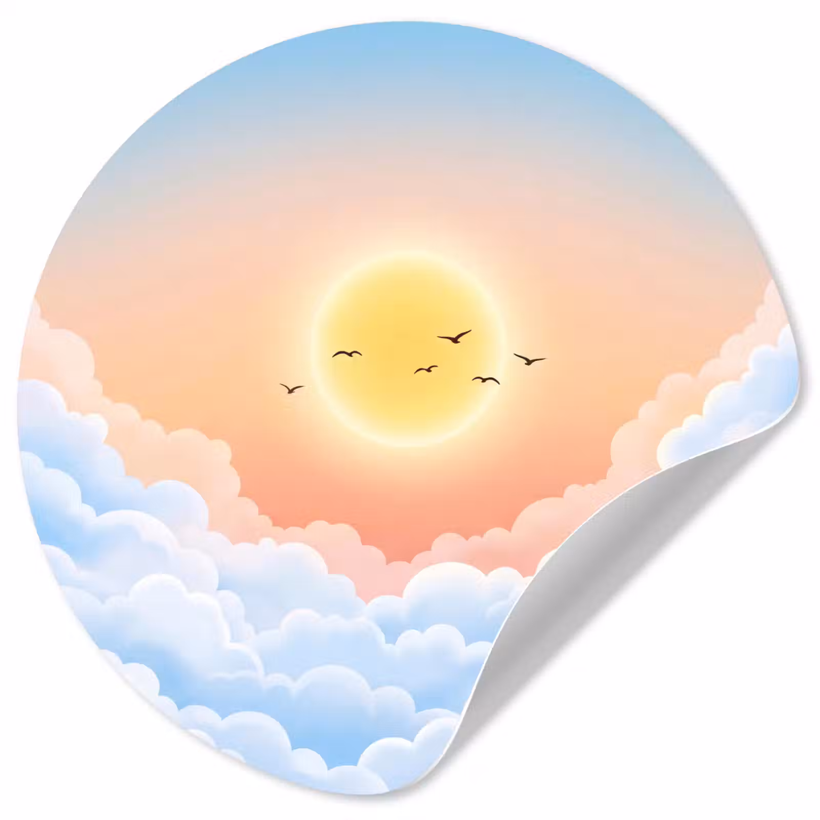Behangcirkel - Zon - Vogels - Lucht - Natuur - Geel — 1