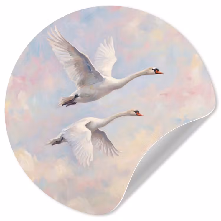 Behangcirkel - Vogel - Vliegend - Lucht - Modern - Pastel — 1